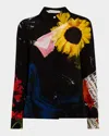 Alice And Olivia Willa Silk Blouse In Azalea Floral In Multi