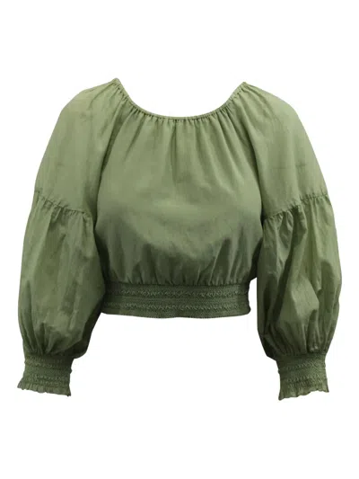 Pre-owned Alice And Olivia Azalea Off-shoulder Top In Green