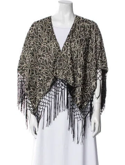 Pre-owned Alice And Olivia Bae Printed Shawl In Black