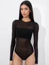 Alice And Olivia Bandeau Long Sleeve Bodysuit In Black