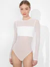 Alice And Olivia Bandeau Long Sleeve Bodysuit In Off White