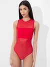 Alice And Olivia Bandeau Sleeveless Bodysuit In Bright Ruby