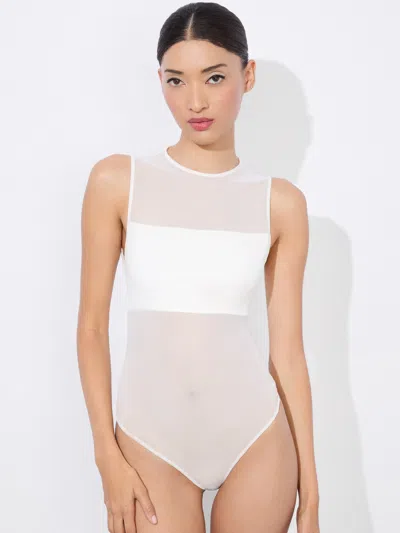 Alice And Olivia Bandeau Sleeveless Bodysuit In Off White