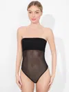 Alice And Olivia Bandeau Strapless Bodysuit In Black