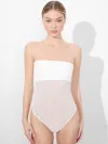 Alice And Olivia Bandeau Strapless Bodysuit In Off White