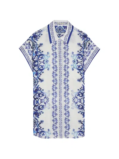 Alice And Olivia Baroque-print Mini Dress In White