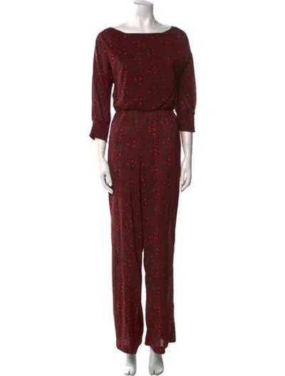 Pre-owned Alice And Olivia Bateau Neckline Jumpsuit In Red