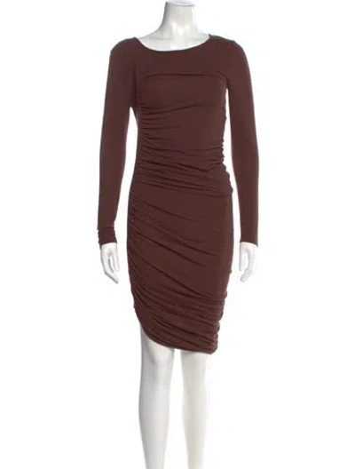 Pre-owned Alice And Olivia Bateau Neckline Knee-length Dress In Brown