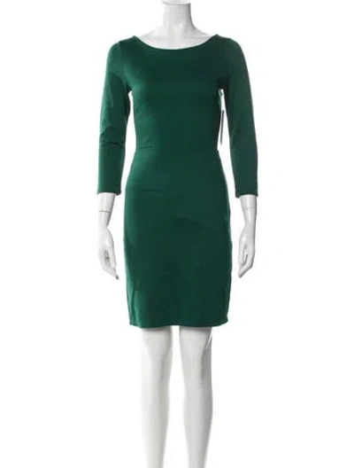 Pre-owned Alice And Olivia Bateau Neckline Knee-length Dress In Green