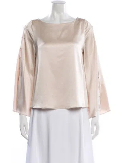 Pre-owned Alice And Olivia Bateau Neckline Long Sleeve Blouse In Neutral
