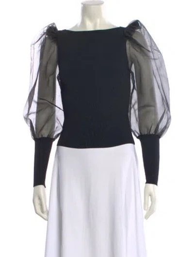 Pre-owned Alice And Olivia Bateau Neckline Long Sleeve Bodysuit In Black