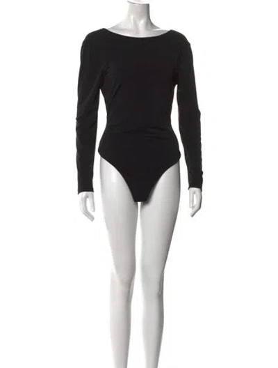 Pre-owned Alice And Olivia Bateau Neckline Long Sleeve Bodysuit W/ Tags In Black