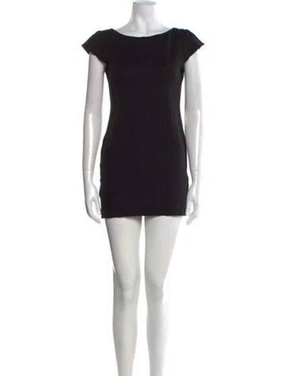 Pre-owned Alice And Olivia Bateau Neckline Mini Dress In Black