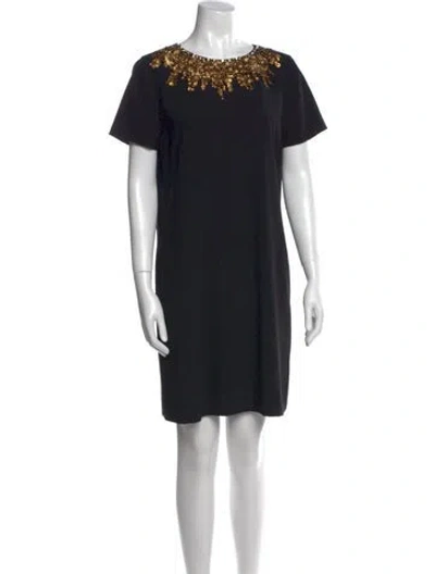Pre-owned Alice And Olivia Bateau Neckline Mini Dress In Black