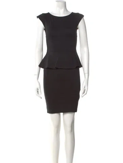 Pre-owned Alice And Olivia Bateau Neckline Mini Dress In Black