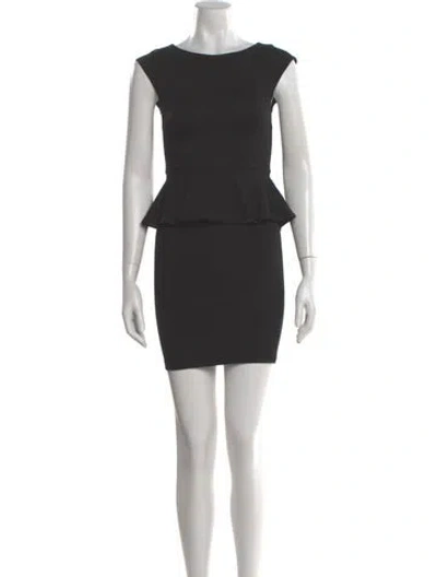 Pre-owned Alice And Olivia Bateau Neckline Mini Dress In Black