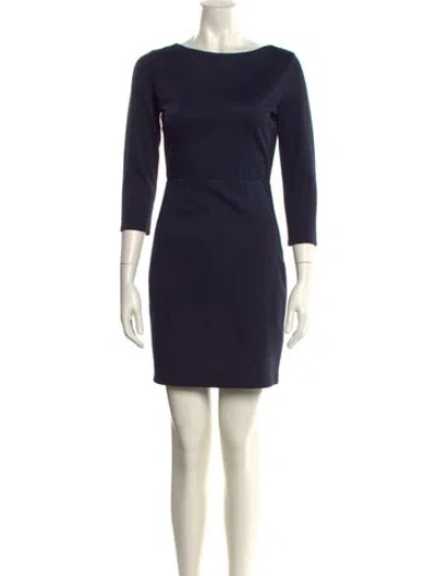 Pre-owned Alice And Olivia Bateau Neckline Mini Dress In Blue