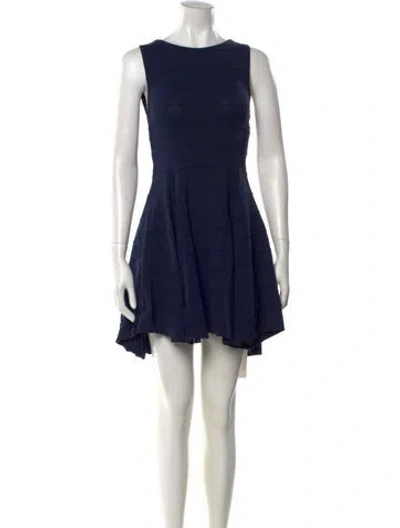 Pre-owned Alice And Olivia Bateau Neckline Mini Dress In Blue