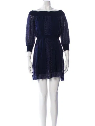 Pre-owned Alice And Olivia Bateau Neckline Mini Dress In Blue
