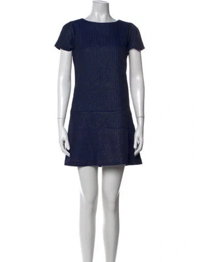 Pre-owned Alice And Olivia Bateau Neckline Mini Dress In Blue