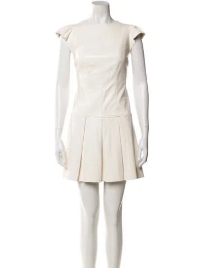Pre-owned Alice And Olivia Bateau Neckline Mini Dress In Neutral