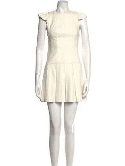 Pre-owned Alice And Olivia Bateau Neckline Mini Dress In White