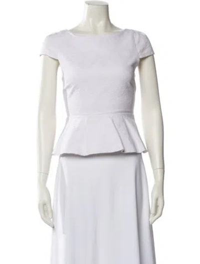 Pre-owned Alice And Olivia Bateau Neckline Short Sleeve Crop Top In White