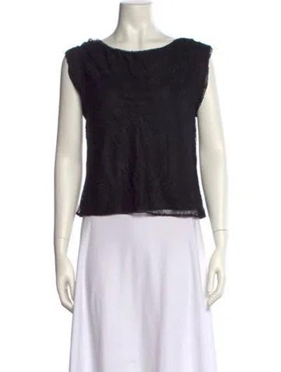 Pre-owned Alice And Olivia Bateau Neckline Sleeveless Top In Black