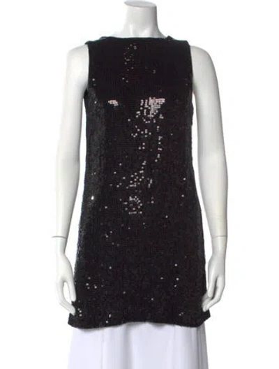 Pre-owned Alice And Olivia Bateau Neckline Sleeveless Tunic In Black