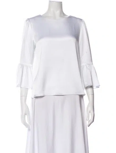 Pre-owned Alice And Olivia Bateau Neckline Three-quarter Sleeve Blouse In White