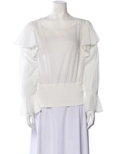 Pre-owned Alice And Olivia Bateau Neckline Three-quarter Sleeve Blouse In White