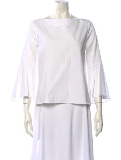 Pre-owned Alice And Olivia Bateau Neckline Three-quarter Sleeve Blouse In White