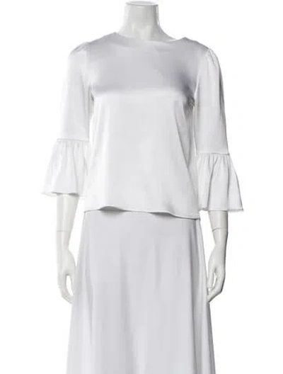 Pre-owned Alice And Olivia Bateau Neckline Three-quarter Sleeve Blouse In White