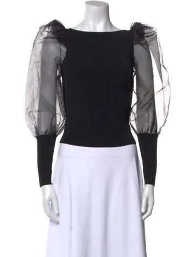 Pre-owned Alice And Olivia Bateau Neckline Three-quarter Sleeve Bodysuit In Black