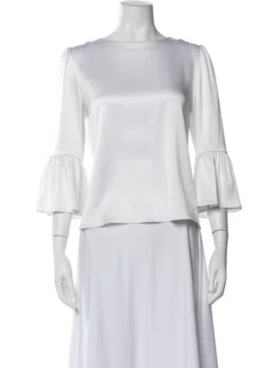 Pre-owned Alice And Olivia Bateau Neckline Three-quarter Sleeve Top In White