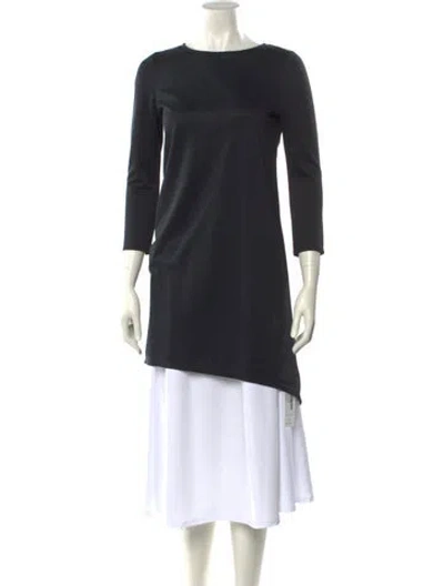 Pre-owned Alice And Olivia Bateau Neckline Three-quarter Sleeve Tunic In Black