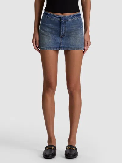 Alice And Olivia Bayley Denim Mini Skort In Blue