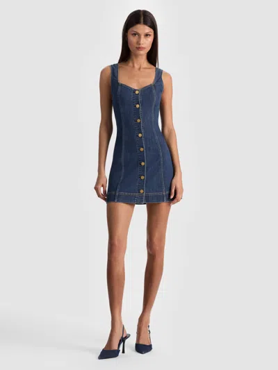 Alice And Olivia Bea Denim Mini Dress In Blue