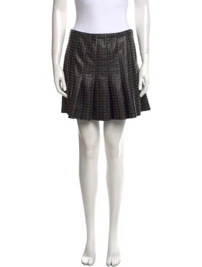 Pre-owned Alice And Olivia Beaded Accents Mini Skirt In Black