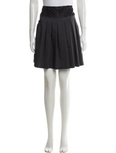Pre-owned Alice And Olivia Beaded Accents Mini Skirt In Gray