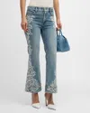 ALICE AND OLIVIA BEAUTIFUL EMBROIDERED CROPPED BOOTCUT JEANS