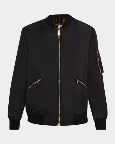 Alice And Olivia Becky Reversible Bomber Jacket In Black