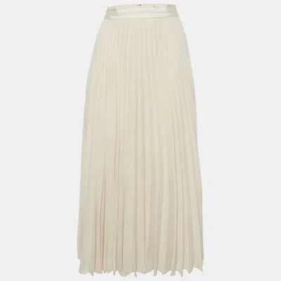 Pre-owned Alice And Olivia Beige Georgette Plisse Maxi Skirt M