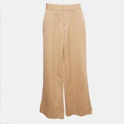 Pre-owned Alice And Olivia Beige Wool Wide-leg Trousers S In Sand
