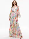 Alice And Olivia Bennet Pleated Floral-print Chiffon Jumpsuit In Dawn Floral