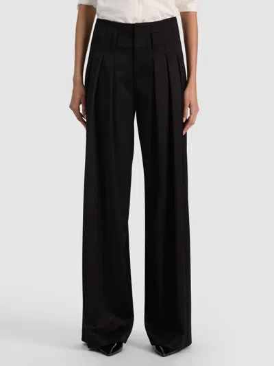 Alice And Olivia Benson Wool Pleated Pant In Black