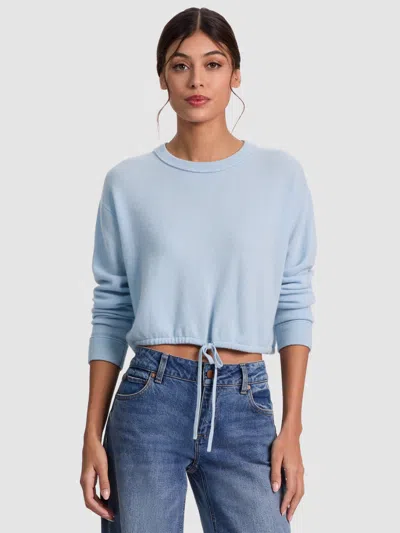 Alice And Olivia Bernetta Cropped Drawstring Pullover In Blue