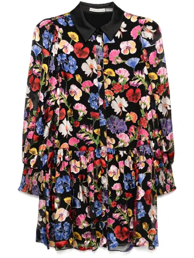 Alice And Olivia Bertha Mini Shirt Dress In Timeless Blossom In Multi