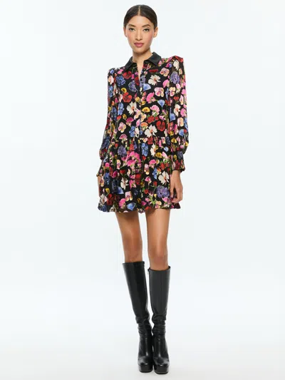 Alice And Olivia Bertha Mini Shirt Dress In Multicoloured