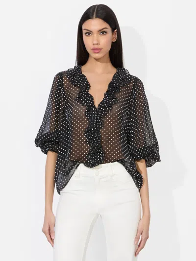 ALICE AND OLIVIA BETSIE RUFFLED BLOUSE